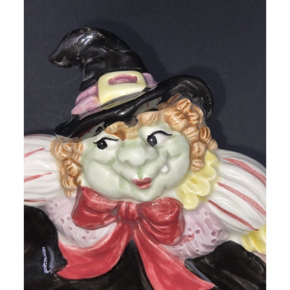 Fitz and Floyd Halloween Witch Candy Dish Vintage Glazed Ceramic 1992 - Picture 2 of 12